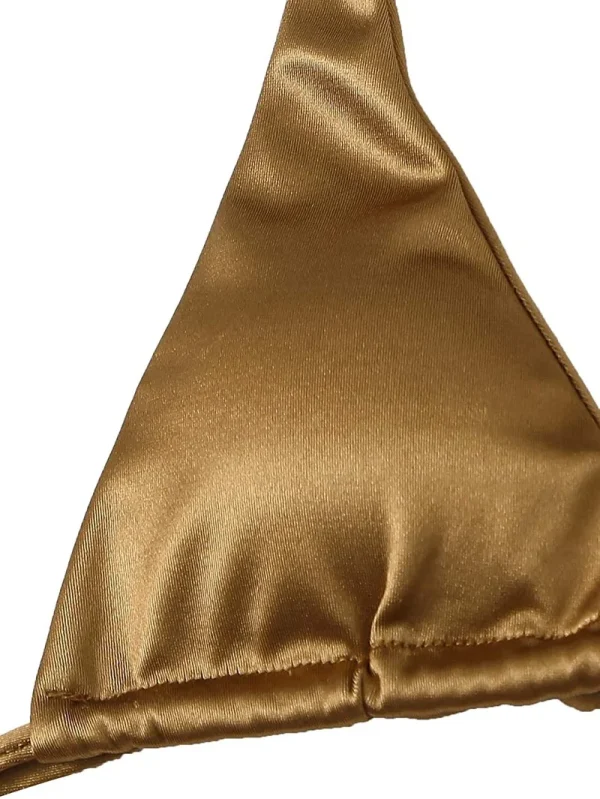 Metallic Satin Wrap Around Halter Two-pieces Bikini Set Swimwear - Image 34