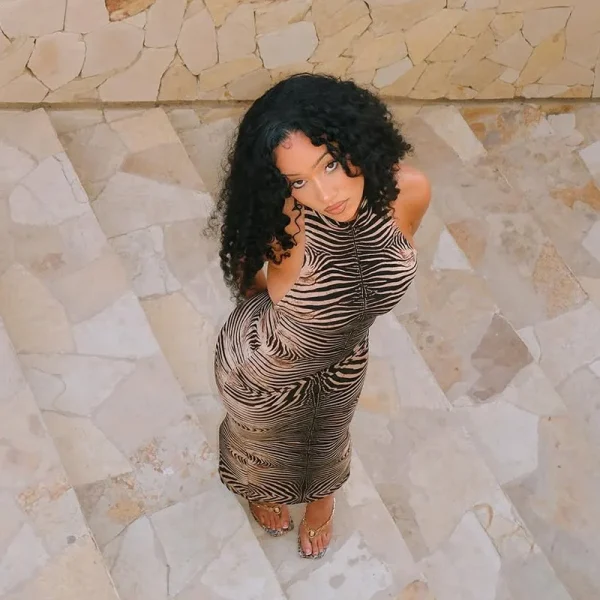 Zebra Print Halter Backless Holiday Beachwear Midnight Party Club Bodycon Maxi Dress - Image 2