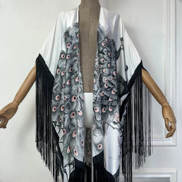 Elegant Boho Peacock print fashion Bikini Cover-up - Image 3