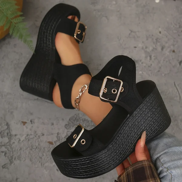 Elegant Open Toe Rome Style Platform Wedge High Heel Sandals - Image 19