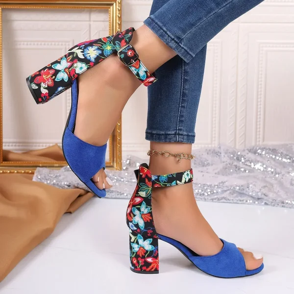 Elegant Ankle Straps Beach Style Chunky High Heels Sandals - Image 2