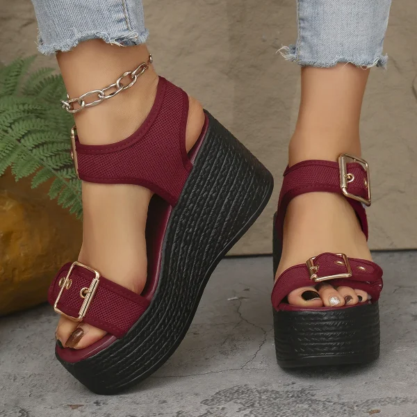 Elegant Open Toe Rome Style Platform Wedge High Heel Sandals - Image 11