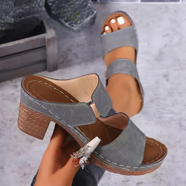Casual Open Toes Square Root Anti-Slip High Heels Sandal