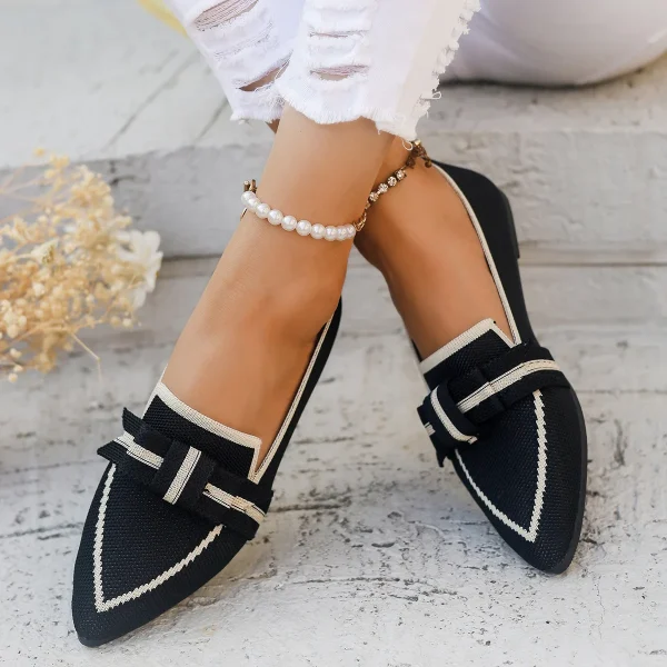 Comfortable Breathable Knitted Slip Solid Color Flats Loafers - Image 2