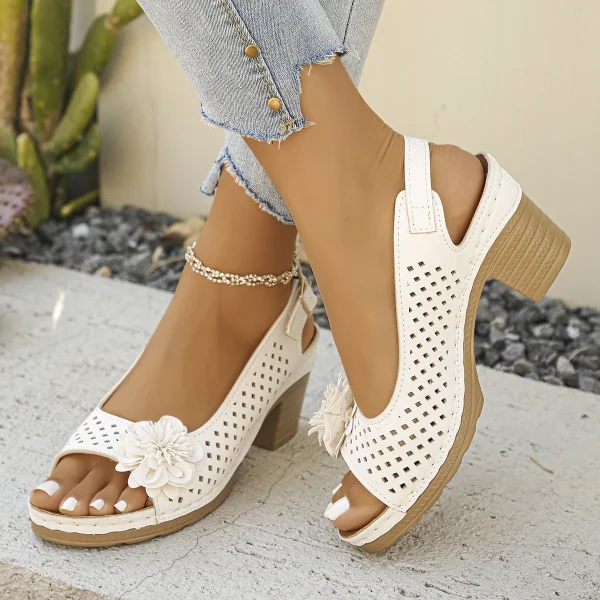 Retro Style Breathable Slip-on Comfortable Non-slip Light High Heels Sandals - Image 4