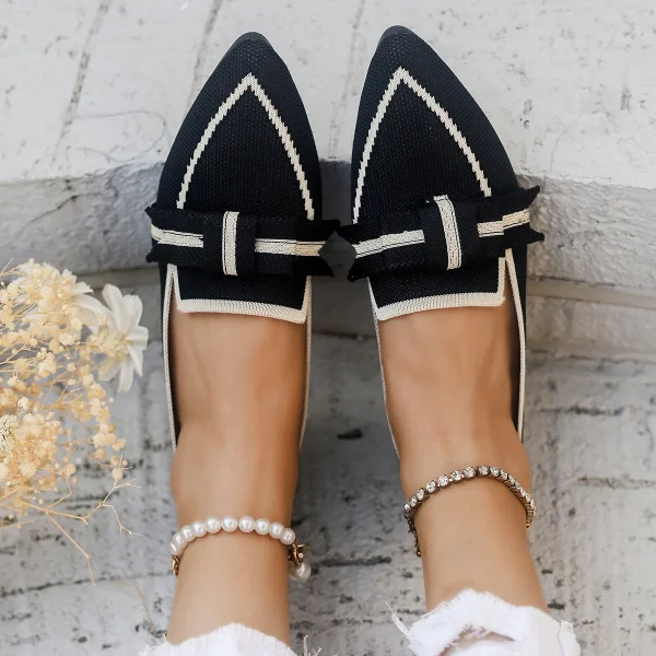 Comfortable Breathable Knitted Slip Solid Color Flats Loafers - Image 6