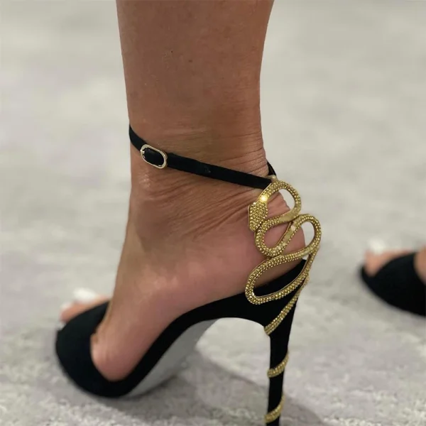 Elegant One Line with Open Toe Stiletto High Heels Sandals - Image 2