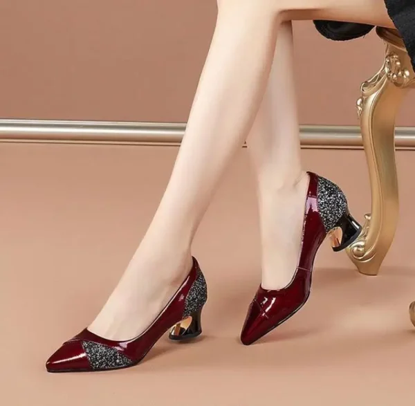 Elegant Pointed Toe Shallow Slip-On Evening Party High Heels Pumps - Image 2