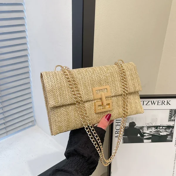 Bohemian Style Plastic Mobile Woven Essential Clutch Handbag - Image 4