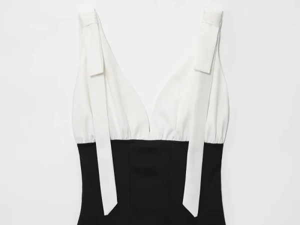 Casual Bow Backless Patchwork Short Slip Mini Dresses - Image 4