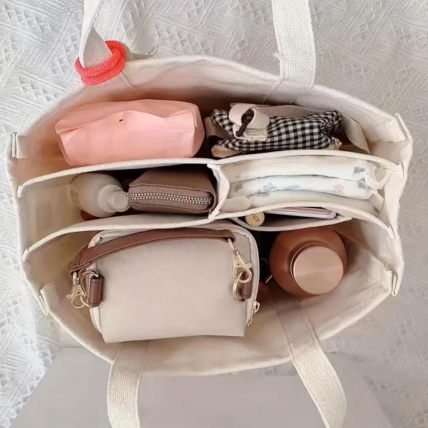 Casual Canvas Large Capacity Multi Tote Handbag Layer Versatile Crossbody Bag - Image 2