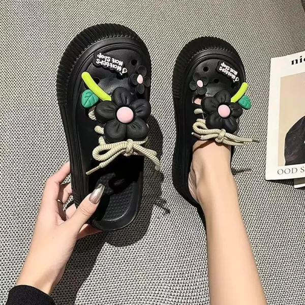 Casual Concise Style PVC Round Toe Thick-Soled Sandals - Image 3