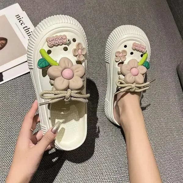 Casual Concise Style PVC Round Toe Thick-Soled Sandals - Image 5