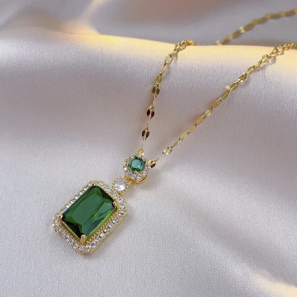 Casual Exquisite Quadrate Rhinestone Necklace Earrings Ring Jewelry Set - Image 3