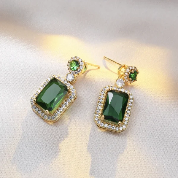 Casual Exquisite Quadrate Rhinestone Necklace Earrings Ring Jewelry Set - Image 5