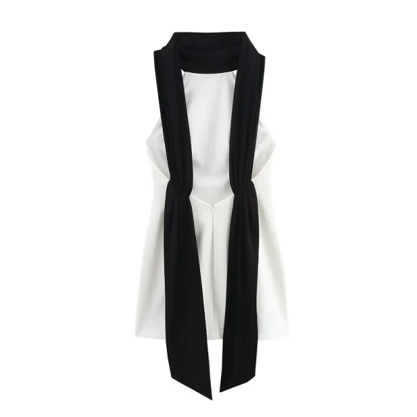 Casual Halter Zipper Backless Synthetic fiber off Shoulder Mini Dress - Image 3