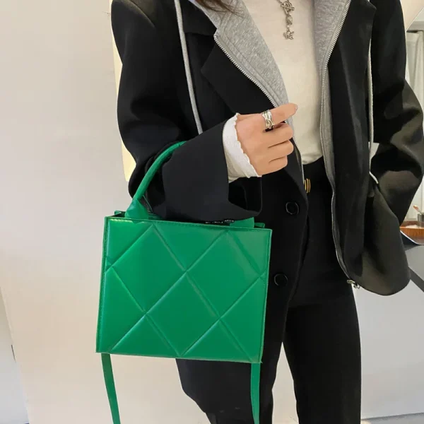 Casual Large Capacity Appliques Top-handle Plaid Versatile Crossbody Shoulder Bags - Image 2