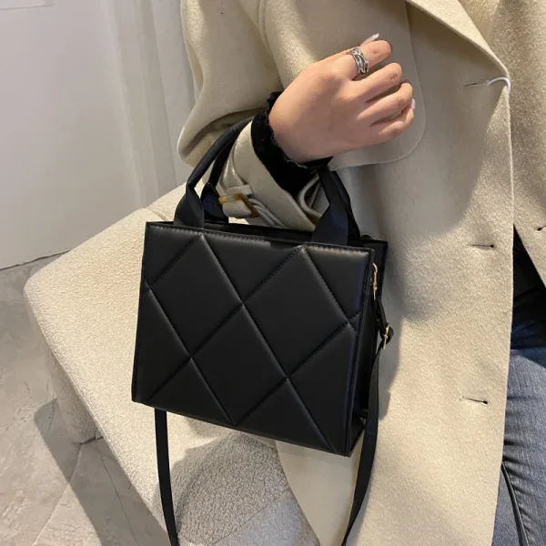 Casual Large Capacity Appliques Top-handle Plaid Versatile Crossbody Shoulder Bags - Image 3