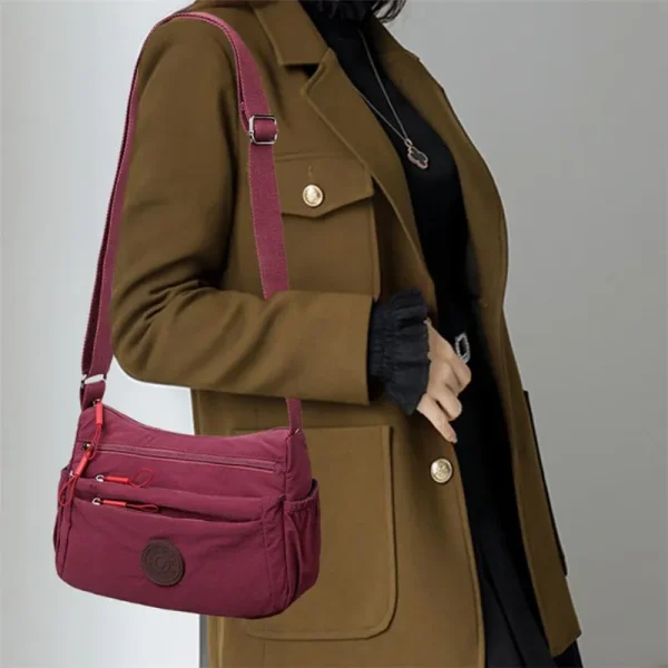 Casual Multi-Layer Solid Color Multi-Pocket Versatile for Commuting Travel Shopping Crossbody Bag - Image 5
