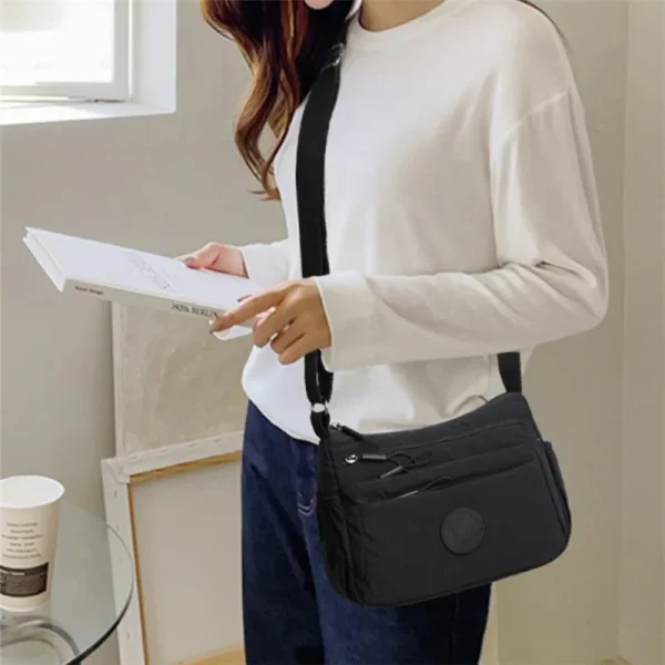 Casual Multi-Layer Solid Color Multi-Pocket Versatile for Commuting Travel Shopping Crossbody Bag - Image 2
