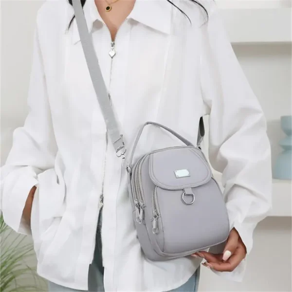 Casual Multiple Zip Pouch Chic Design Lightweight Nylon Shoulder Crossbody Bag - Image 11