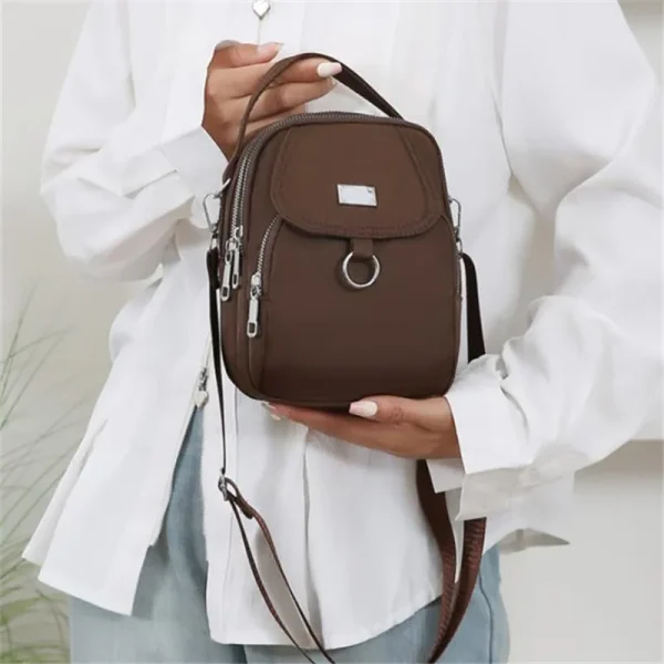 Casual Multiple Zip Pouch Chic Design Lightweight Nylon Shoulder Crossbody Bag - Image 10