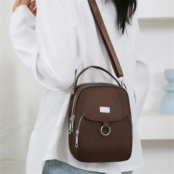 Casual Multiple Zip Pouch Chic Design Lightweight Nylon Shoulder Crossbody Bag - Image 9