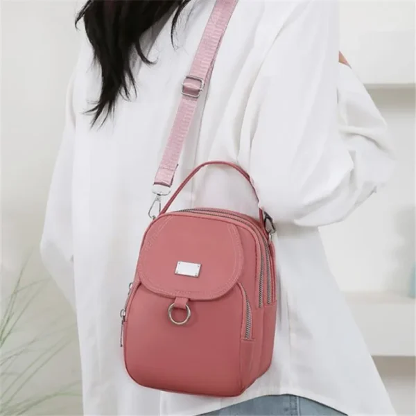 Casual Multiple Zip Pouch Chic Design Lightweight Nylon Shoulder Crossbody Bag - Image 6
