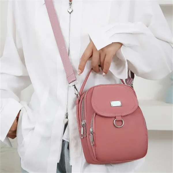 Casual Multiple Zip Pouch Chic Design Lightweight Nylon Shoulder Crossbody Bag - Image 5