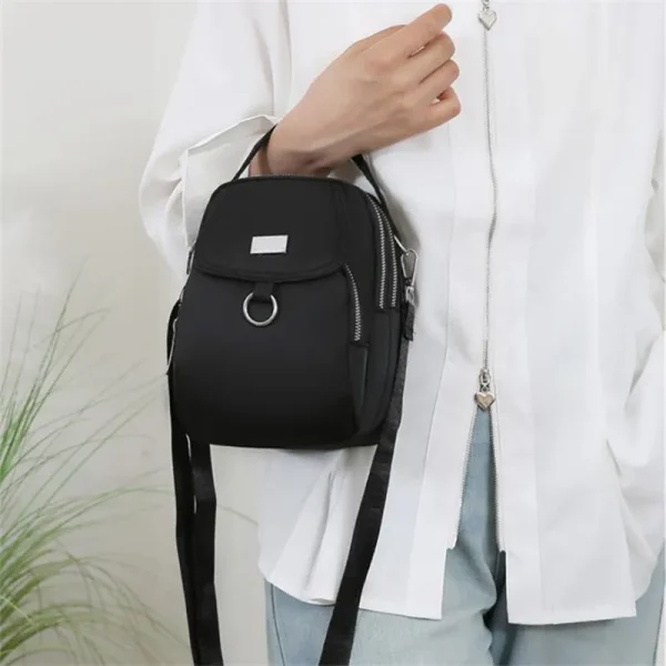 Casual Multiple Zip Pouch Chic Design Lightweight Nylon Shoulder Crossbody Bag - Image 4