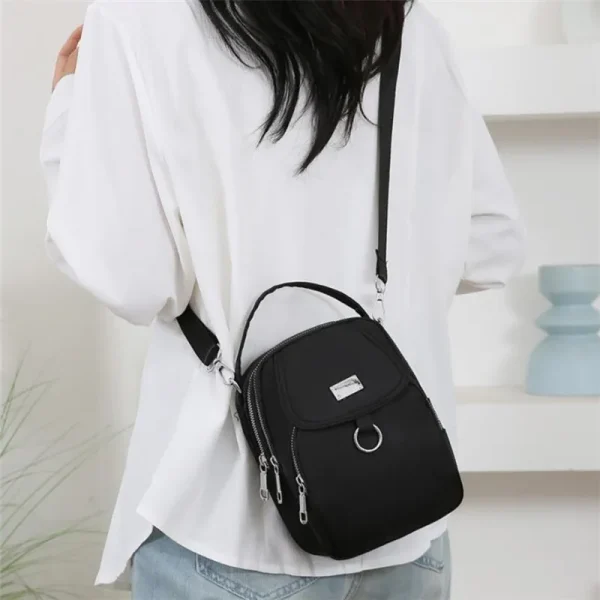 Casual Multiple Zip Pouch Chic Design Lightweight Nylon Shoulder Crossbody Bag - Image 2