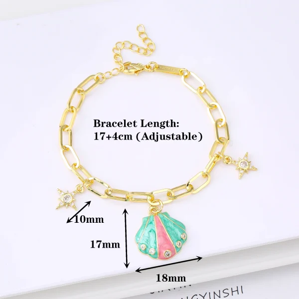 Casual New Creative Metal Shell Shape Gold-Plated Star Cubic Zircon Bracelet - Image 5