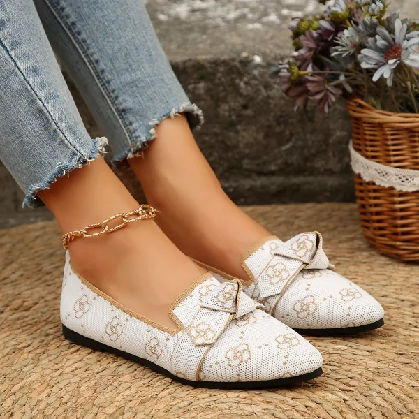 Casual Pointed Toe Breathable Knitted Slip on Flats Comfortable Walking Loafers - Image 5