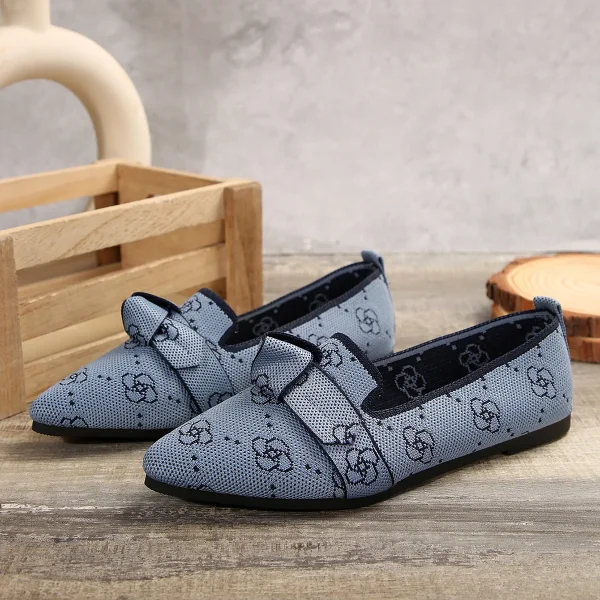 Casual Pointed Toe Breathable Knitted Slip on Flats Comfortable Walking Loafers - Image 3
