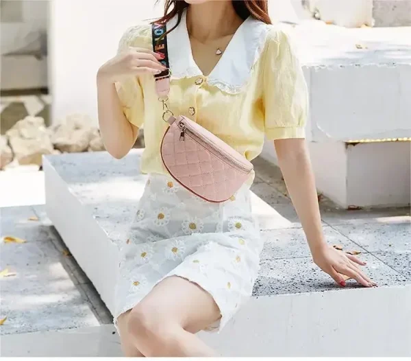 Casual Solid Color Single Shoulder Waist Rhomboid Letter Embroidery Cross-body Chest Bag - Image 2