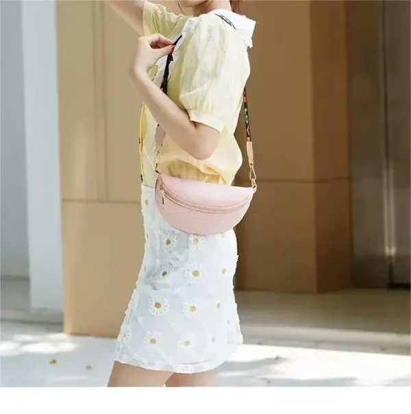 Casual Solid Color Single Shoulder Waist Rhomboid Letter Embroidery Cross-body Chest Bag
