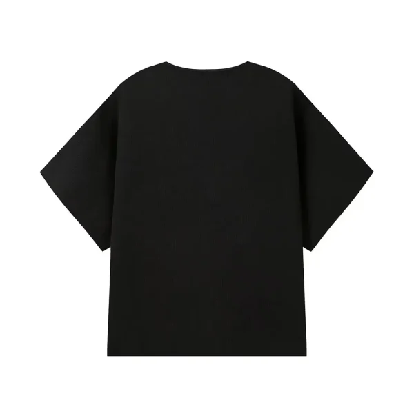 Casual Solid Knitted Vests Short Sleeve V-neck Top Two Buttons - Image 4