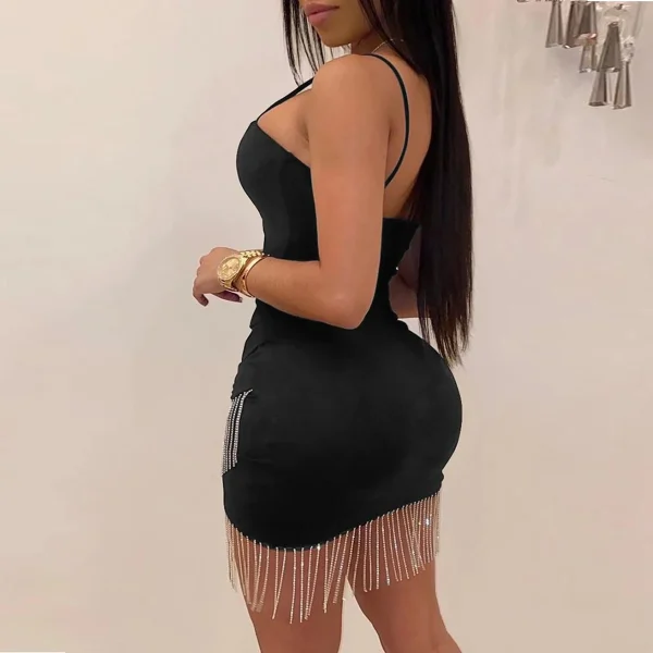 Casual Strapless Spaghetti Strap Chain Decoration Party Club Slip Dresses - Image 4