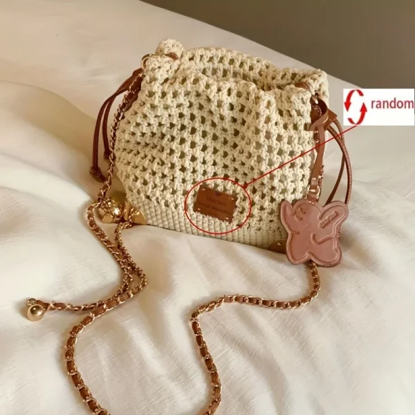 Chic Polyester Lining With Adjustable Strap Versatile Commuter Knit Crossbody Bag - Image 3