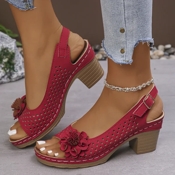 Retro Style Breathable Slip-on Comfortable Non-slip Light High Heels Sandals - Image 3