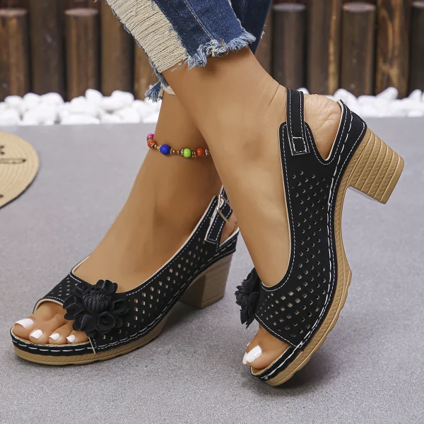 Retro Style Breathable Slip-on Comfortable Non-slip Light High Heels Sandals - Image 8