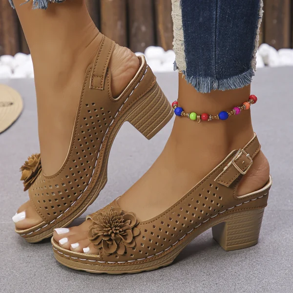 Retro Style Breathable Slip-on Comfortable Non-slip Light High Heels Sandals - Image 6
