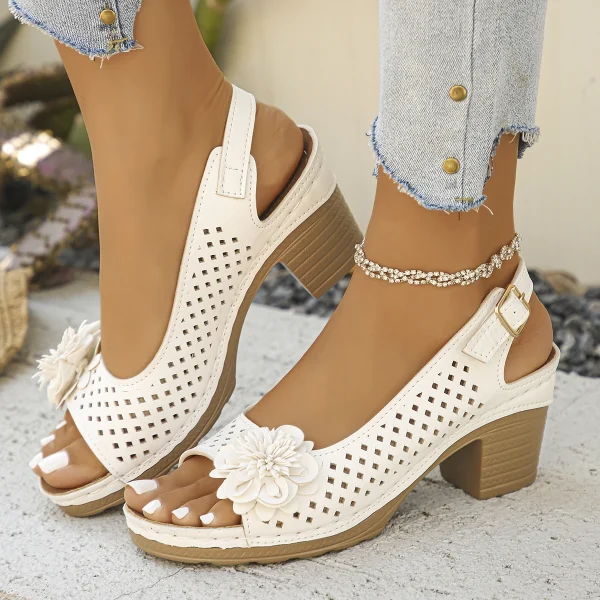 Retro Style Breathable Slip-on Comfortable Non-slip Light High Heels Sandals - Image 5