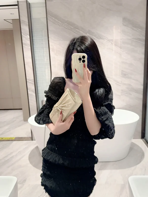 Classic Cross Design Sparkling Flap Evening Party Clutch Bag - Image 5
