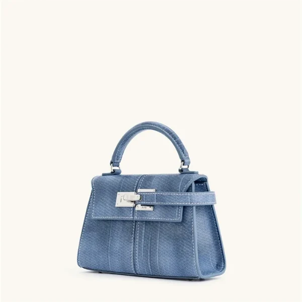 Classic Genuine Leather Denim Tote Small Square Crossbody Designer Handbag