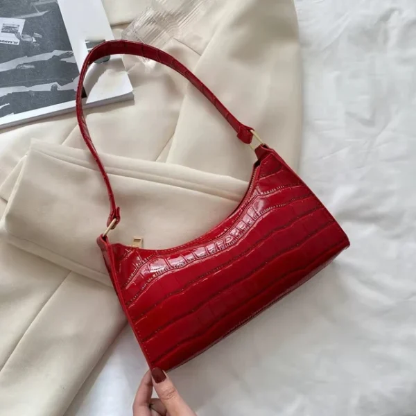 Classic PU Leather Alligator Pattern Armpit Small Underarm Messenger Bags - Image 3