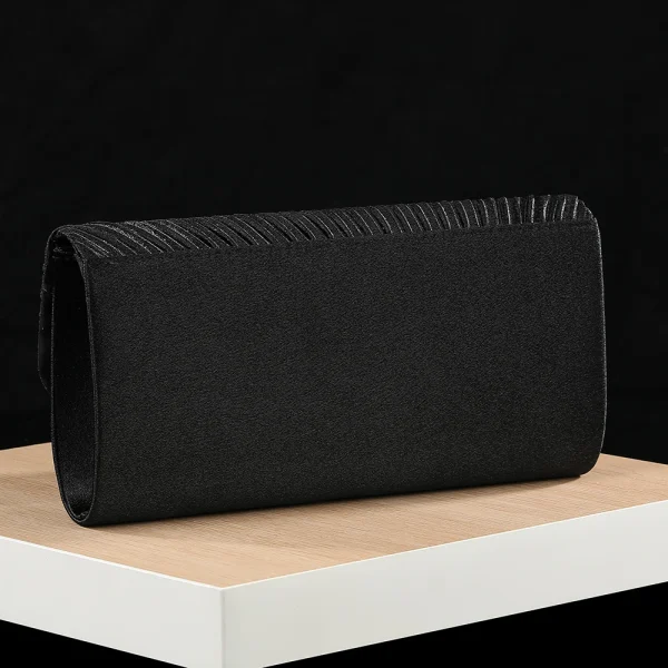 Classic Retro Stylish Small Storage Romantic Allinone Evening Metal Embellished Pleated Dinner Hand Bag - Image 4