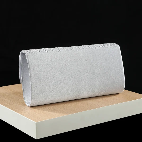 Classic Retro Stylish Small Storage Romantic Allinone Evening Metal Embellished Pleated Dinner Hand Bag - Image 9