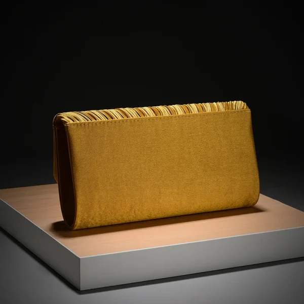 Classic Retro Stylish Small Storage Romantic Allinone Evening Metal Embellished Pleated Dinner Hand Bag - Image 14