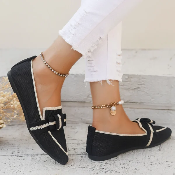 Comfortable Breathable Knitted Slip Solid Color Flats Loafers - Image 3